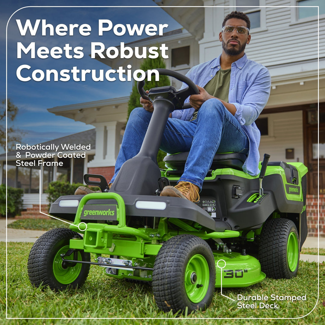 60V 30" CrossoverT Riding Lawn Tractor 3PC Combo Kit, Two 8.0 Ah Batteries, Two 4.0 Ah Batteries, One 2.5 Ah Battery and Two Chargers