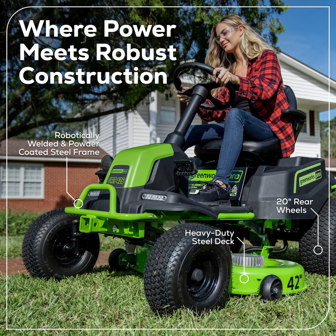 60V 42" Cordless Battery CrossoverT Riding Lawn Mower, (4) 8.0 Ah Batteries and (2) Dual-Port Turbo Chargers, CRT4262