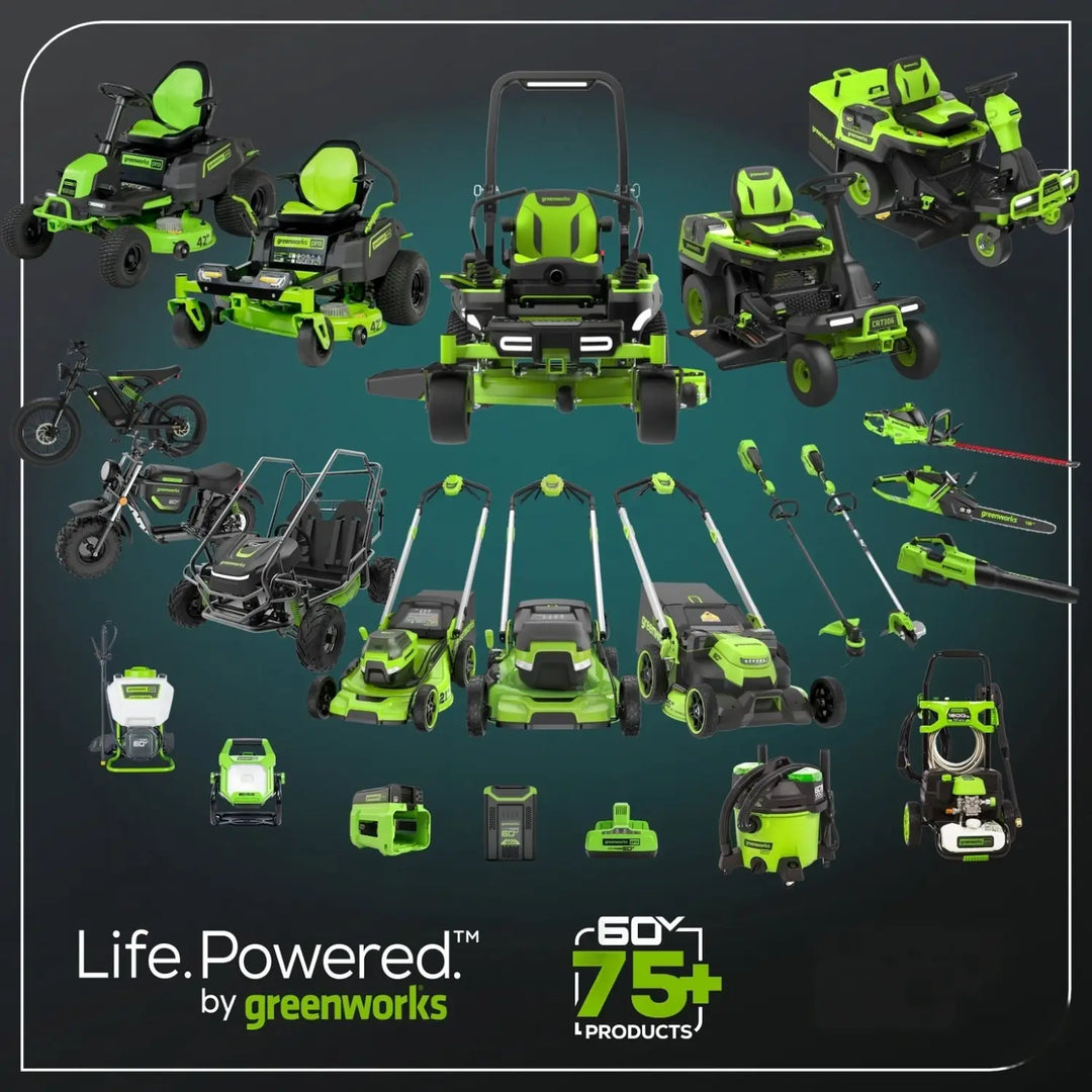 60V 54" MaximusZ Zero Turn Riding Mower 4PC Combo Kit with (2) 20.0 Ah: (2) 8.0 Ah: (2) 4.0 Ah and (1)2.5 Ah Batteries and (2) Charger