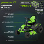 Load image into Gallery viewer, 60V 42" Cordless Battery CrossoverT Riding Lawn Mower: (6) 8.0 Ah Batteries and (3) Dual-Port Turbo Chargers, CRT4261