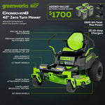 Load image into Gallery viewer, 60V 42" Electric CrossoverZ Zero Turn Mower with (4) 8 Ah Batteries and (2) Dual-Port Turbo Chargers, CRZ4262