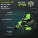 Load image into Gallery viewer, RENEWED 60V 42" Cordless Battery CrossoverT Riding Lawn Mower, (4) 8.0 Ah Batteries and (2) Dual-Port Turbo Chargers, CRT4262