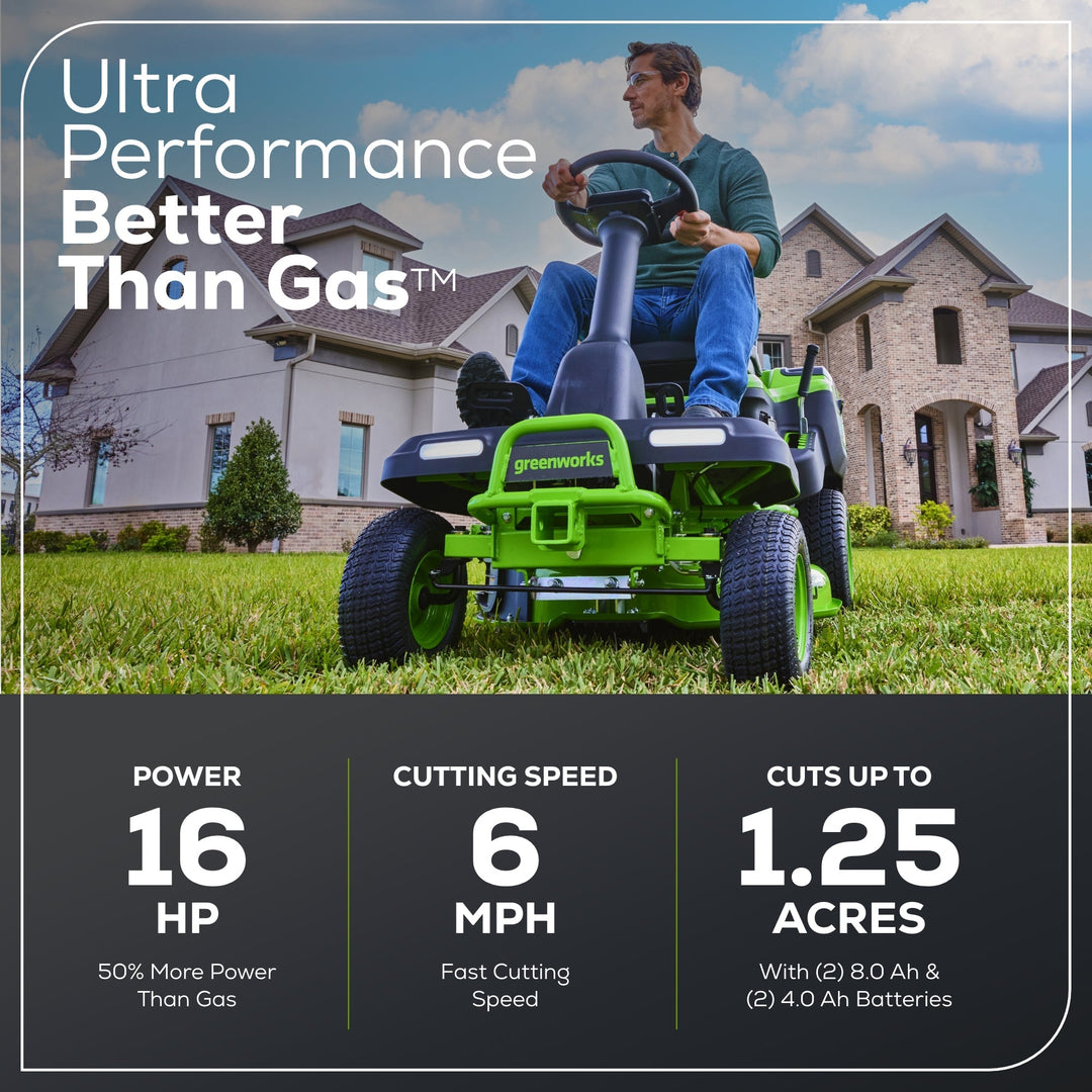60V 30" CrossoverT Riding Lawn Tractor 3PC Combo Kit, Two 8.0 Ah Batteries, Two 4.0 Ah Batteries, One 2.5 Ah Battery and Two Chargers