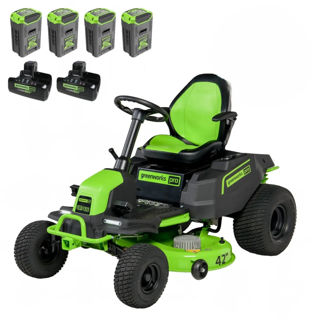 RENEWED 60V 42" Cordless Battery CrossoverT Riding Lawn Mower, (4) 8.0 Ah Batteries and (2) Dual-Port Turbo Chargers, CRT4262
