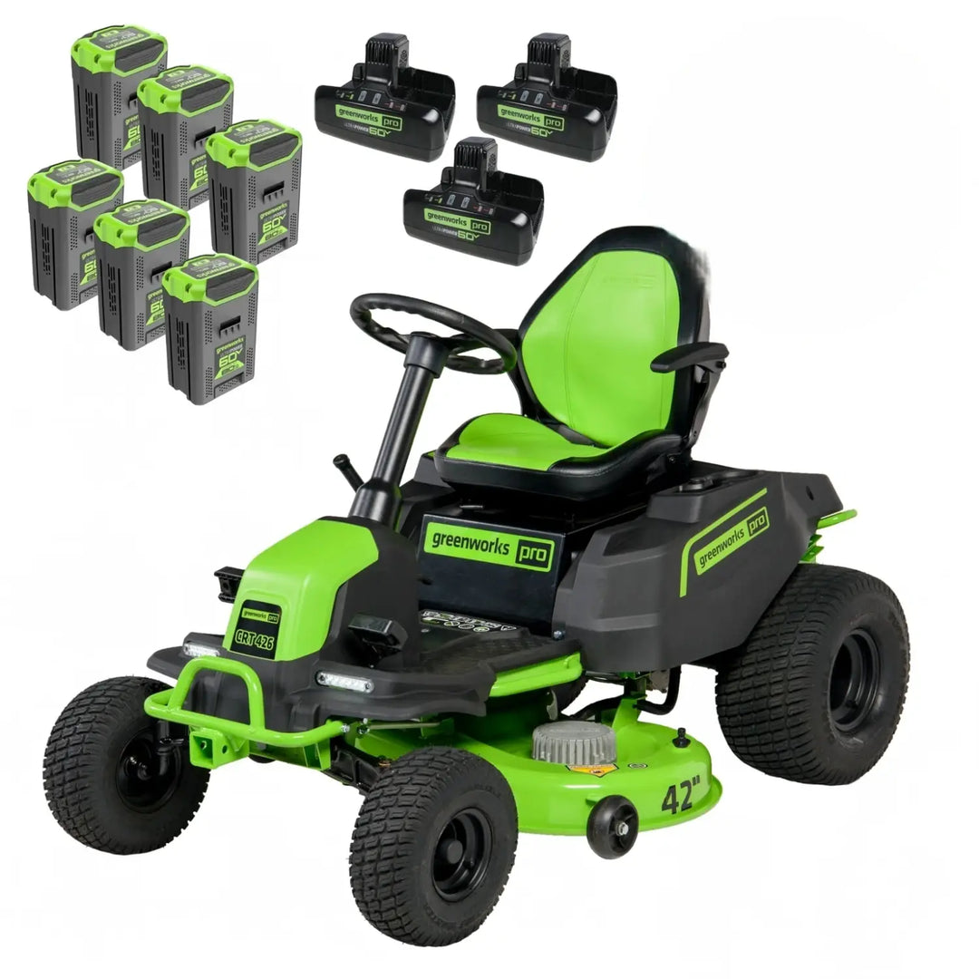 60V 42" Cordless Battery CrossoverT Riding Lawn Mower: (6) 8.0 Ah Batteries and (3) Dual-Port Turbo Chargers, CRT4261