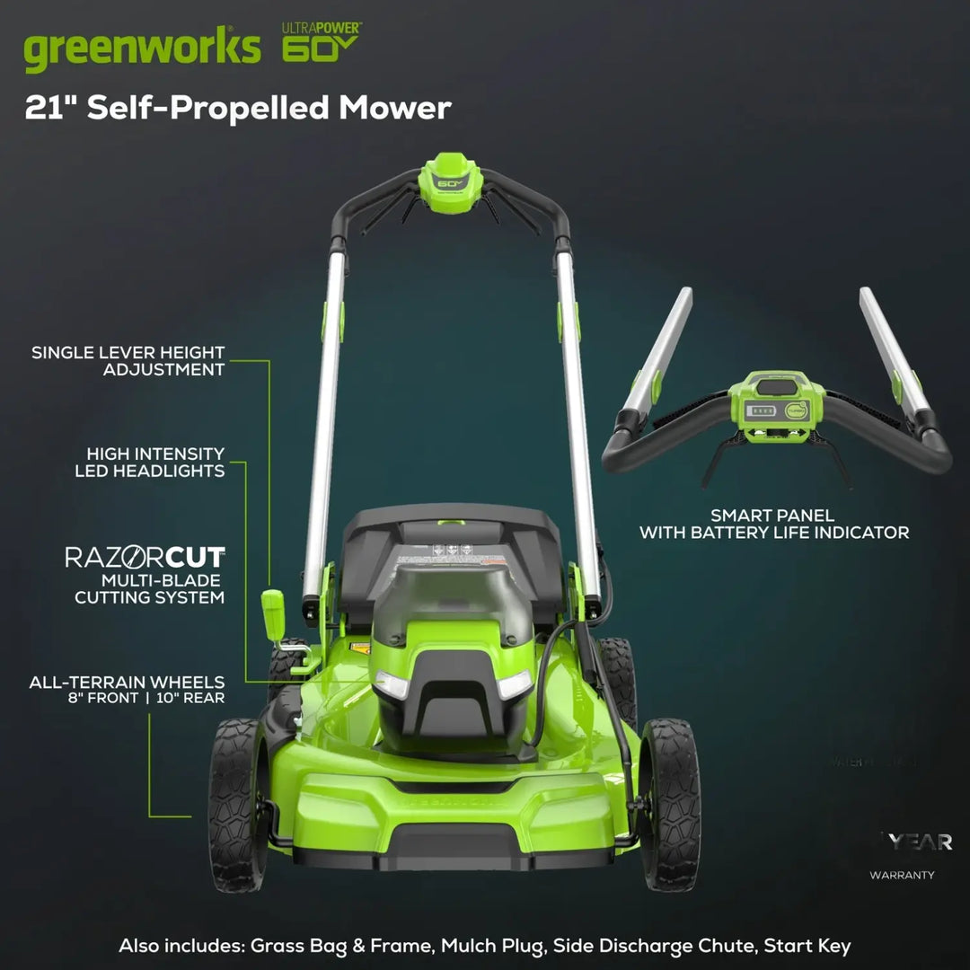 60V 21" Cordless Battery Dual Blade Self-Propelled Mower, (1) 8Ah battery and 6A Charger, LM2146S