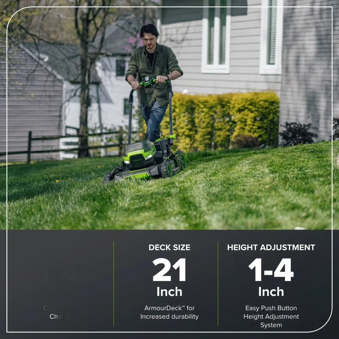 80V 21" Cordless Battery 4-in-1 Self-Propelled Mower: (1) 4.0Ah,(1) 2.0Ah Batteries & 2A Charger, LM2108S