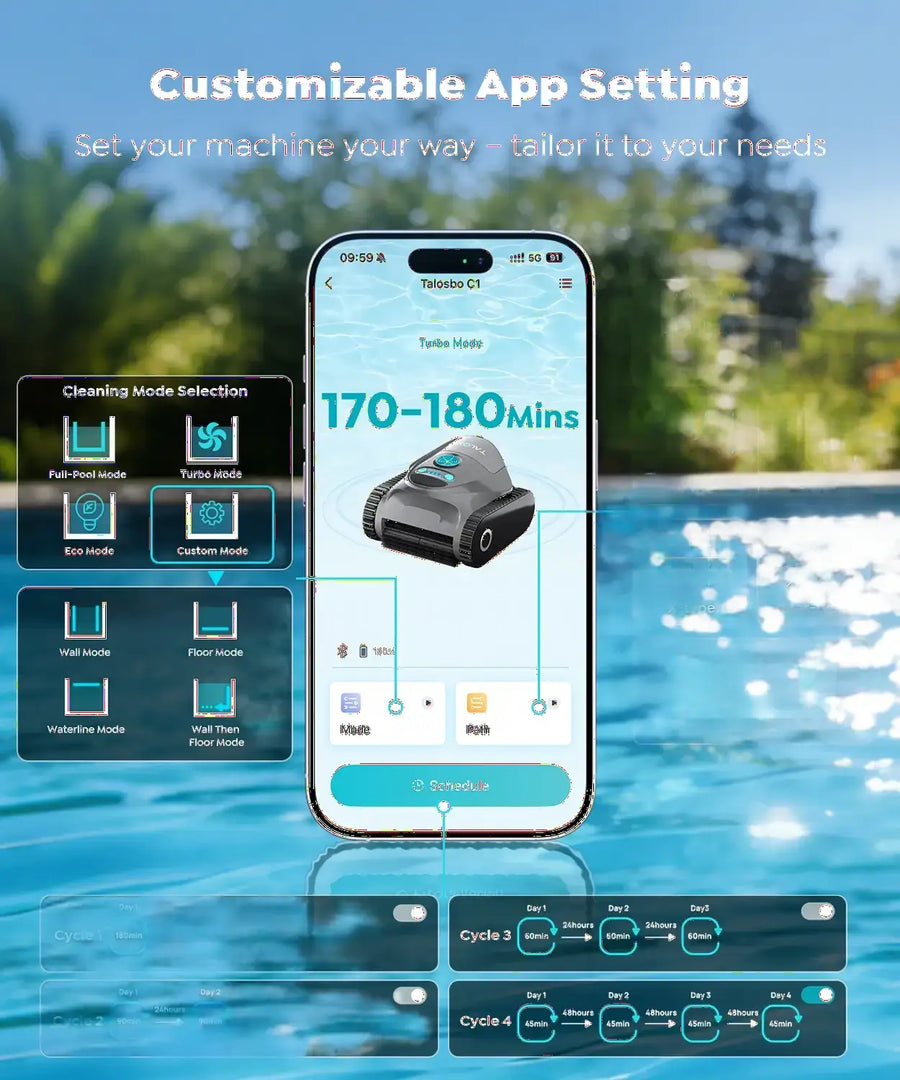 Talosbo C1 Cordless Robotic Pool Vacuum Cleaner-Gray