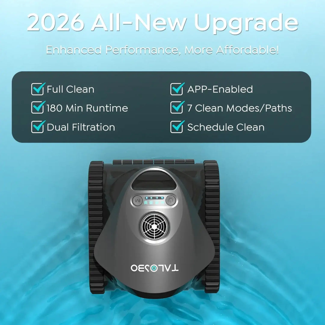 (2026 new)Talosbo C1 Cordless Robotic Pool Vacuum Cleaner with Wall &Waterline Cleaning, for Inground Pools Up to 1615 sq.ft, 180 Min,Dual Filtration, Smart Navigation, App Support