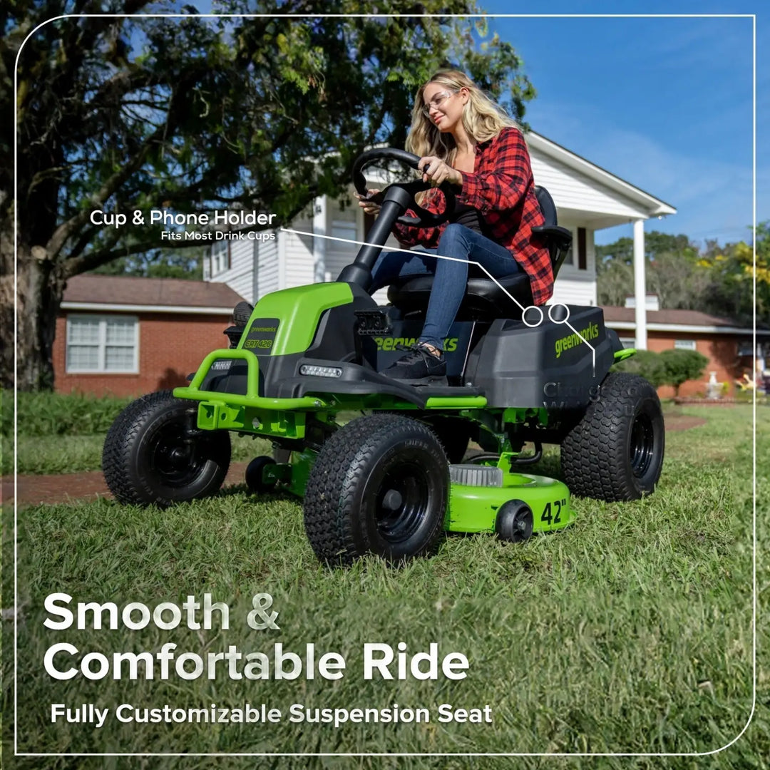 80V 42" CrossoverT Riding Lawn Tractor : (4) 6.0 Ah Batteries and 600-Watt Charger, CRT4282