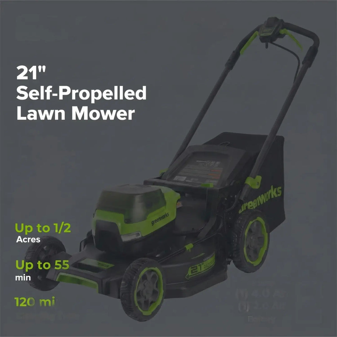 80V 21" Cordless Battery 4-in-1 Self-Propelled Mower: (1) 4.0Ah,(1) 2.0Ah Batteries & 2A Charger, LM2108S