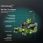 Load image into Gallery viewer, 80V 54" MaximusZ Zero Turn Riding Mower: (2) 16.0 Ah and (4) 6.0 Ah Batteries and 1.5kW Charger, MZ5481