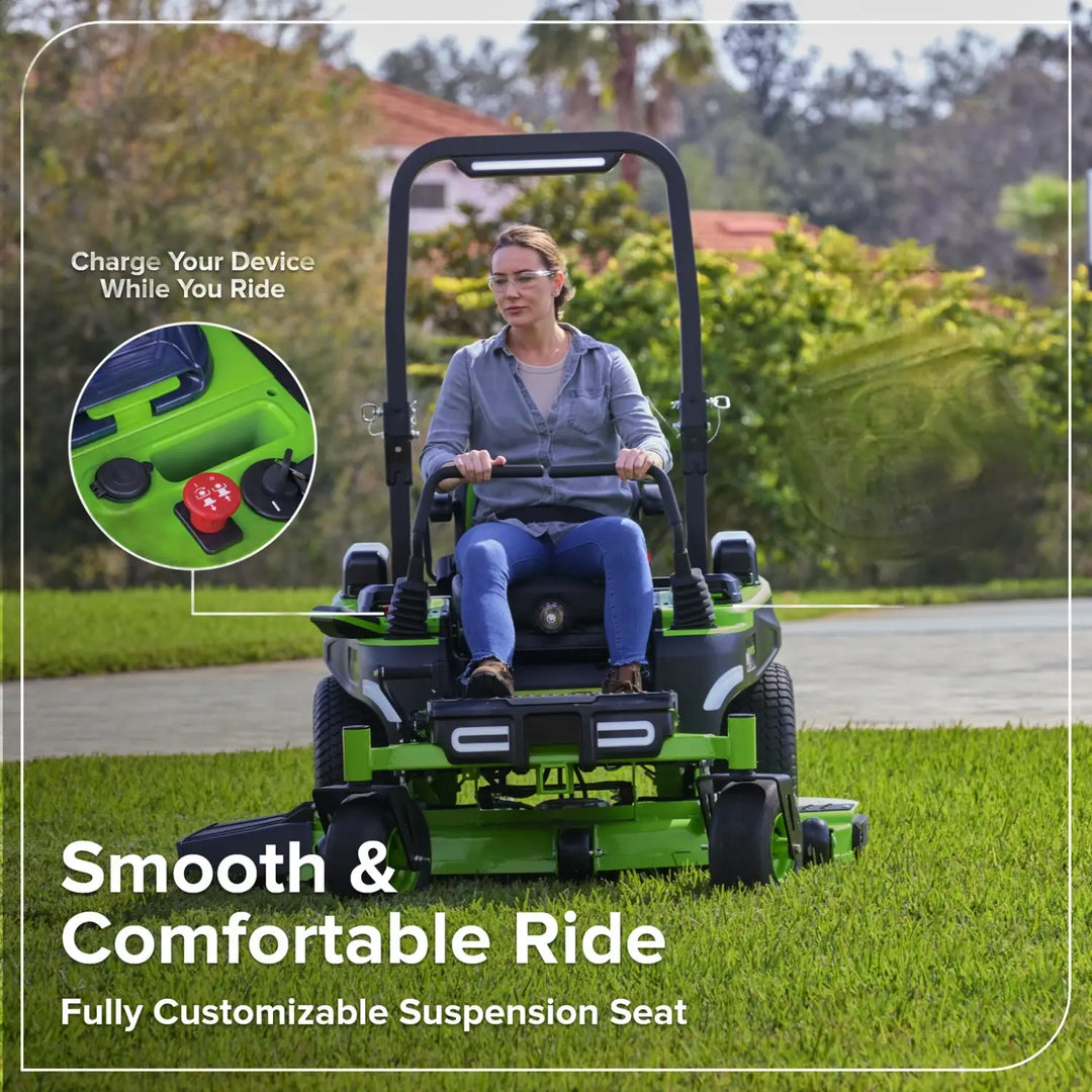 80V 54" MaximusZ Zero Turn Riding Mower: (2) 16.0 Ah and (4) 6.0 Ah Batteries and 1.5kW Charger, MZ5481