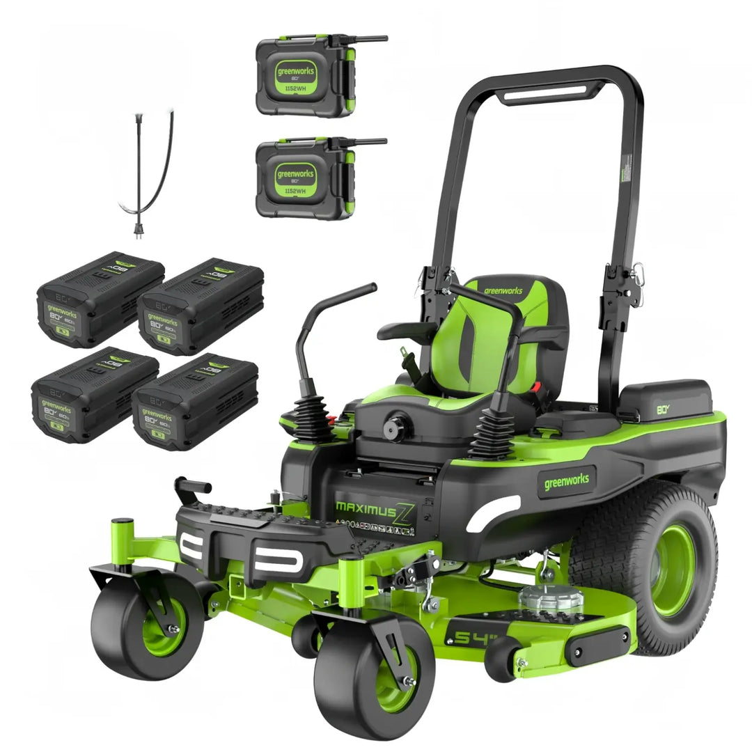80V 54" MaximusZ Zero Turn Riding Mower: (2) 16.0 Ah and (4) 6.0 Ah Batteries and 1.5kW Charger, MZ5481