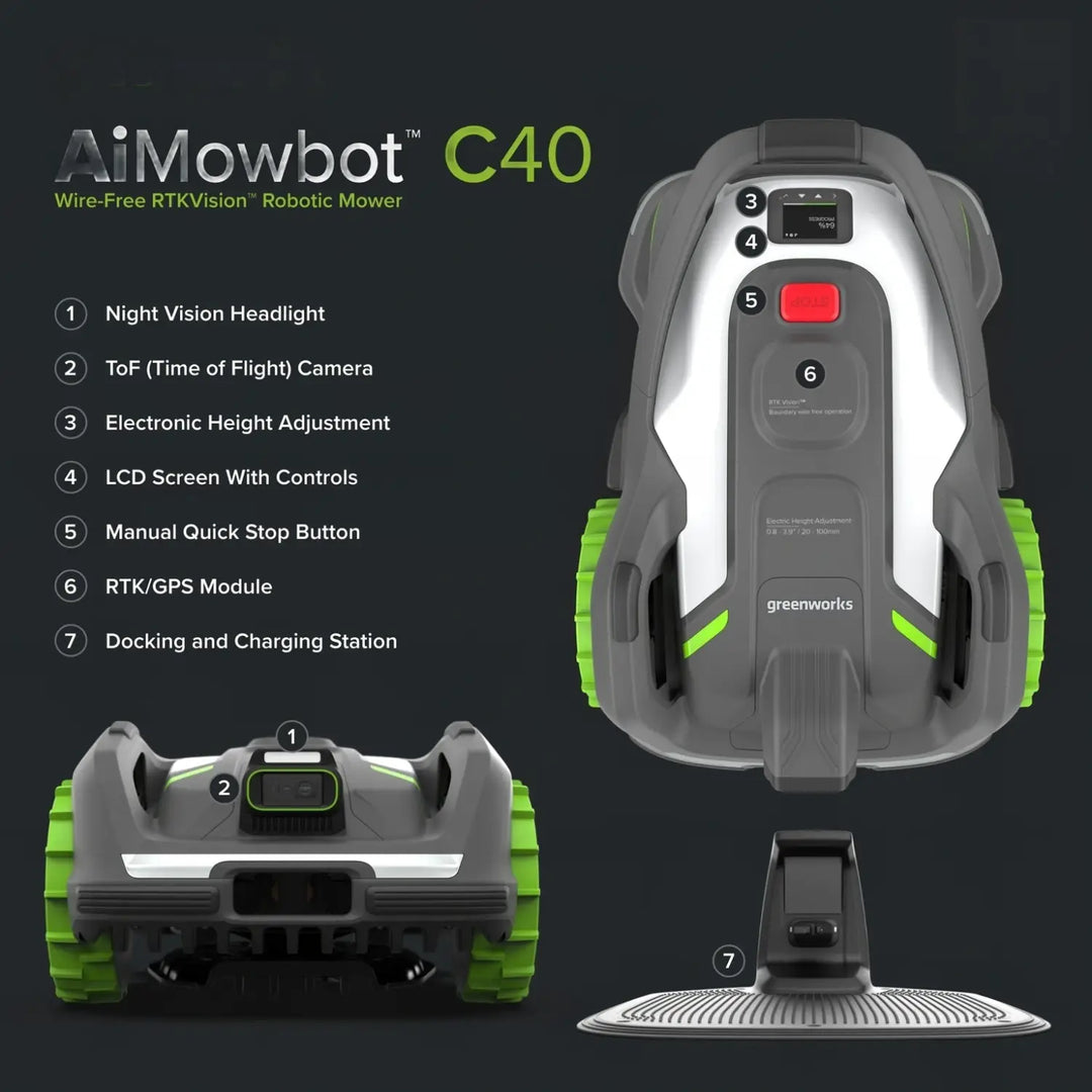 AiMowbot Wire-Free RTKVision Robotic Mower C40 | 1 Acre