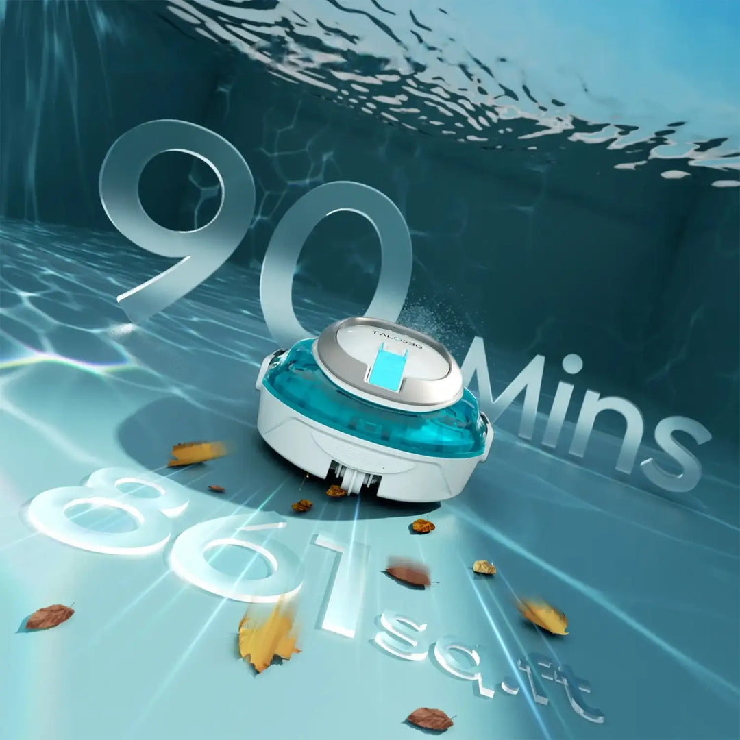 Talosbo S2 Automatic Cordless Robotic Pool Vacuum Cleaner with Dual Filters for Above-Ground & Flat Inground Pools, 90 Min Runtime