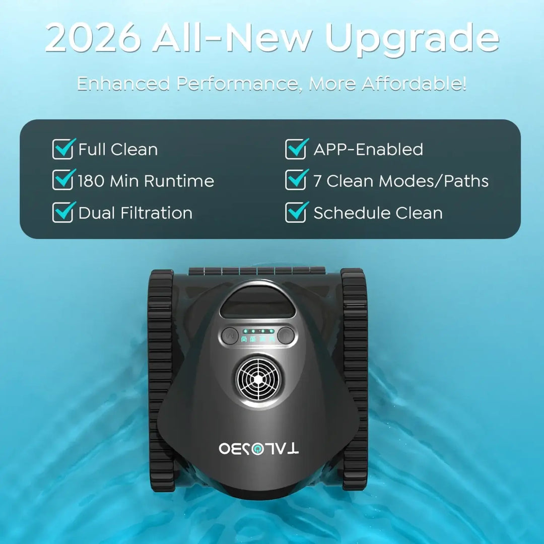 (2026 new)Talosbo C1 Cordless Robotic Pool Vacuum Cleaner with Wall &Waterline Cleaning, for Inground Pools Up to 1615 sq.ft, 180 Min,Dual Filtration, Smart Navigation, App Support