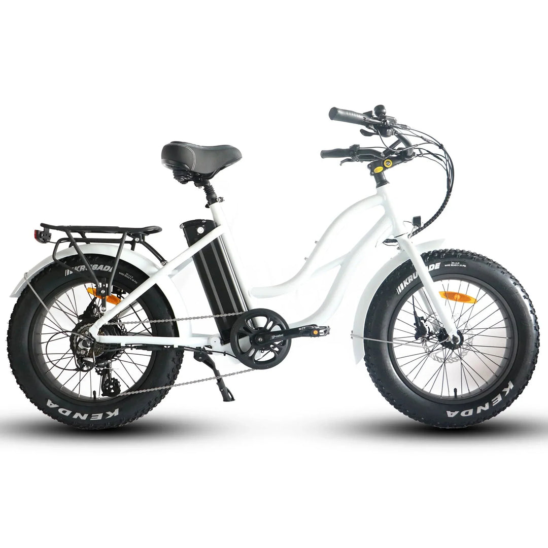 Coastal Cruiser 52v 20 Thru 750W Step Thru Ebike 20x4 Fat Tire Mini Electric Beach Cruiser