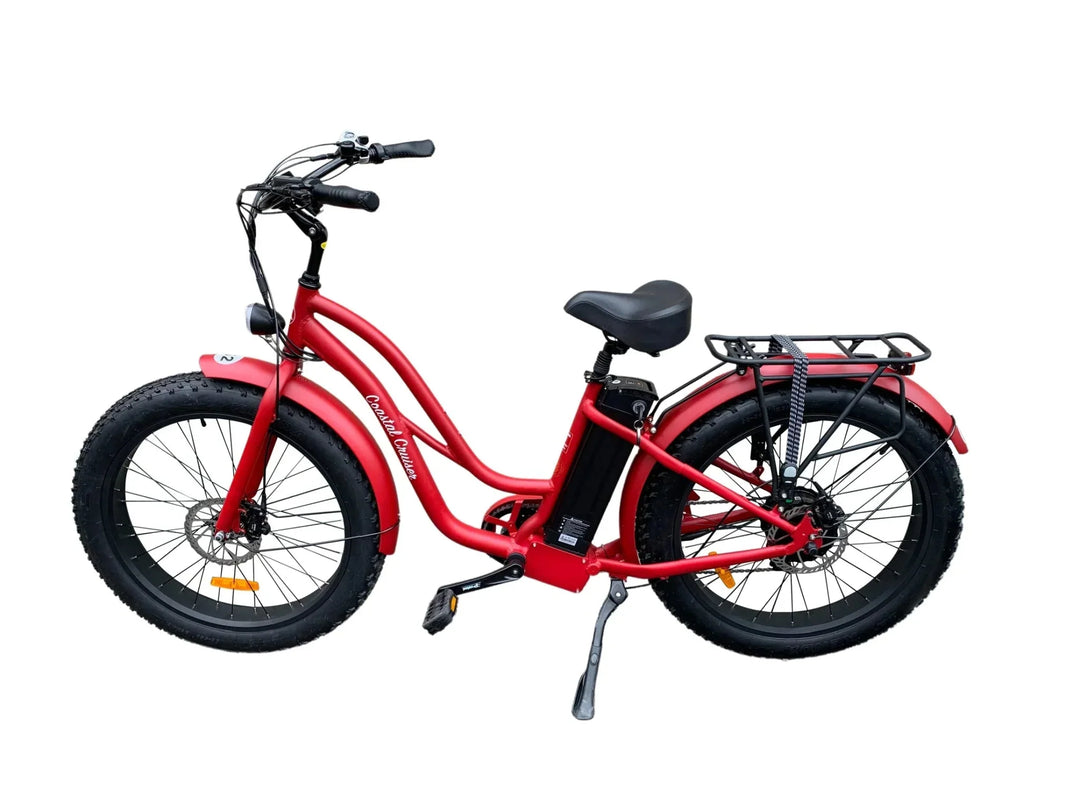 Coastal Cruiser 52v 26 Thru 750W Step Thru Ebike 26x4 Fat Tire Fat Tire Electric Beach Cruiser