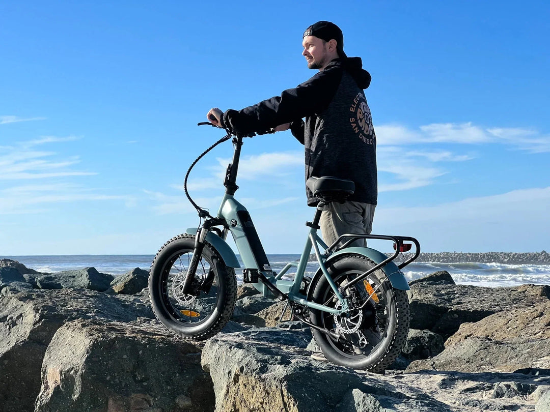 Coastal Cruiser CC Folding 750w Step Thru Ebike 20x3 Fat Tire Folding Electric Bike