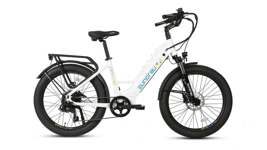 EUNORAU Meta 2024 500w Step Thru eBike 24x3 Fat Fat Tire Electric Beach Cruiser eBike