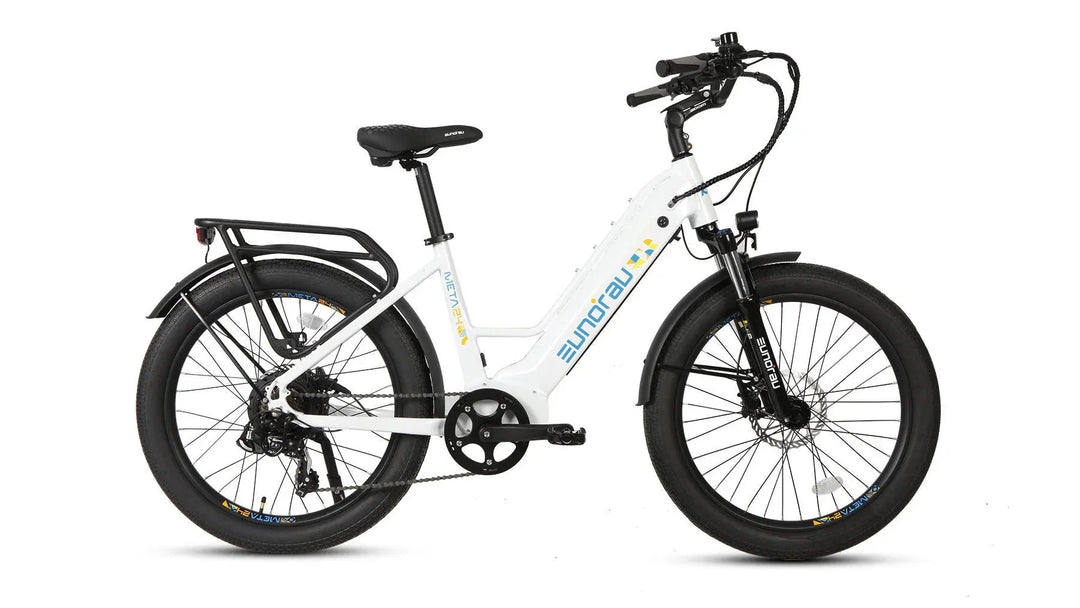 EUNORAU Meta 2024 500w Step Thru eBike 24x3 Fat Fat Tire Electric Beach Cruiser eBike
