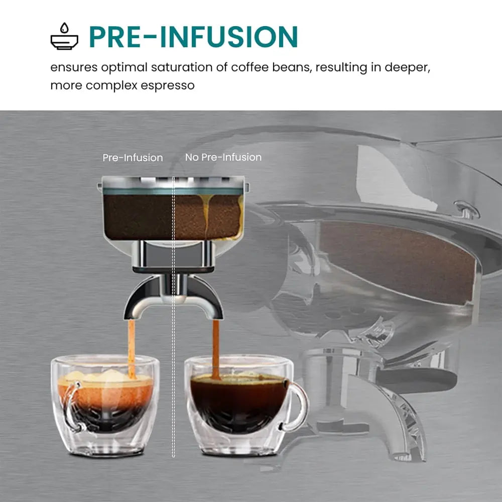 GEVI Ezbru 1000 Espresso Coffee Maker Machine with Pre-infusion ECMC0