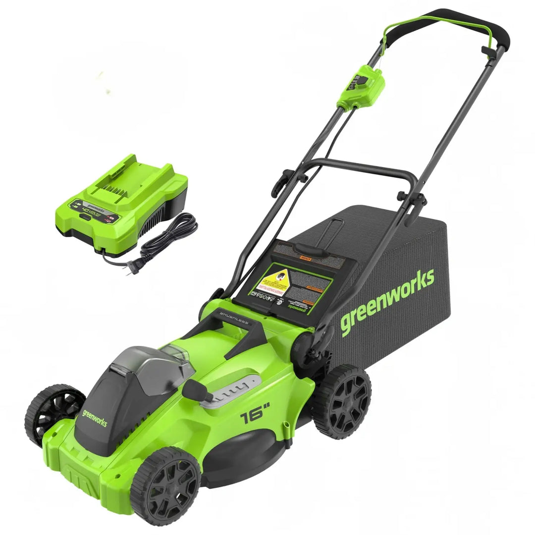 40V 16" Cordless Battery Brushless Push Lawn Mower: 4.0 Ah Battery and Charger, LM1624